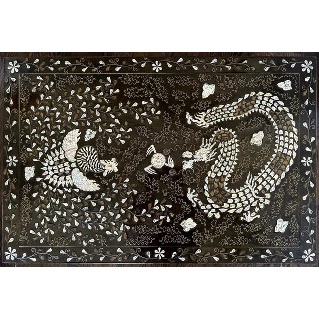 Black Korean Low Lacquer Table with Elaborate Inlays For Sale - Image 8 of 12