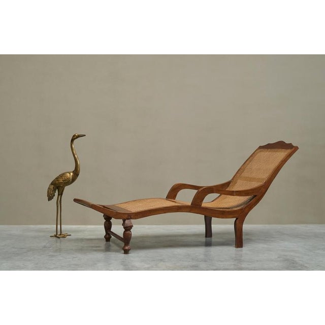 Wood Sculptural Colonial Chaise Lounge in Wood and Webbing, 1930s For Sale - Image 7 of 15