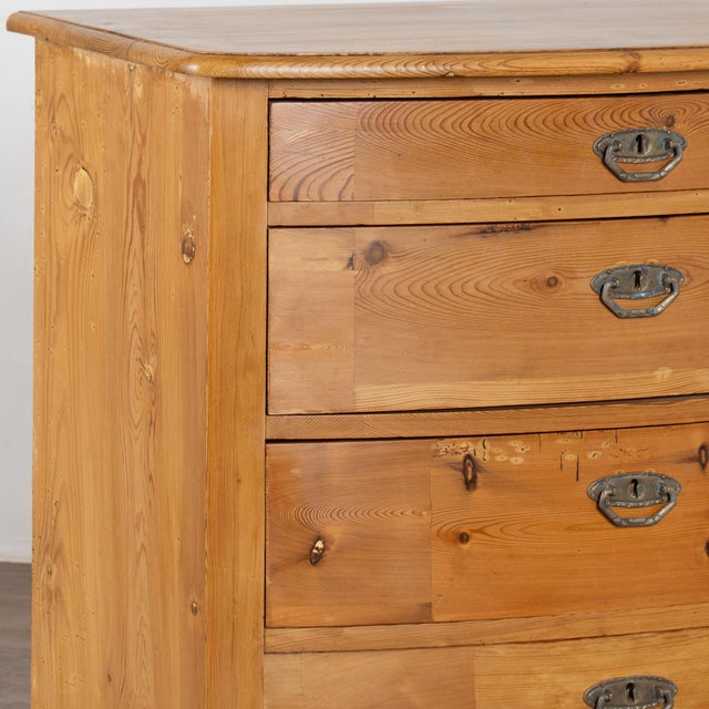 Wood 19th Century Danish Pine Bow Front Chest of Four Drawers For Sale - Image 7 of 11