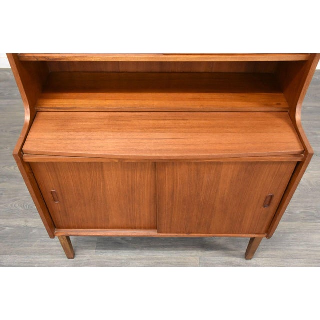 Brown 1960s Danish Modern Teak Bookcase Secretary Desk For Sale - Image 8 of 10