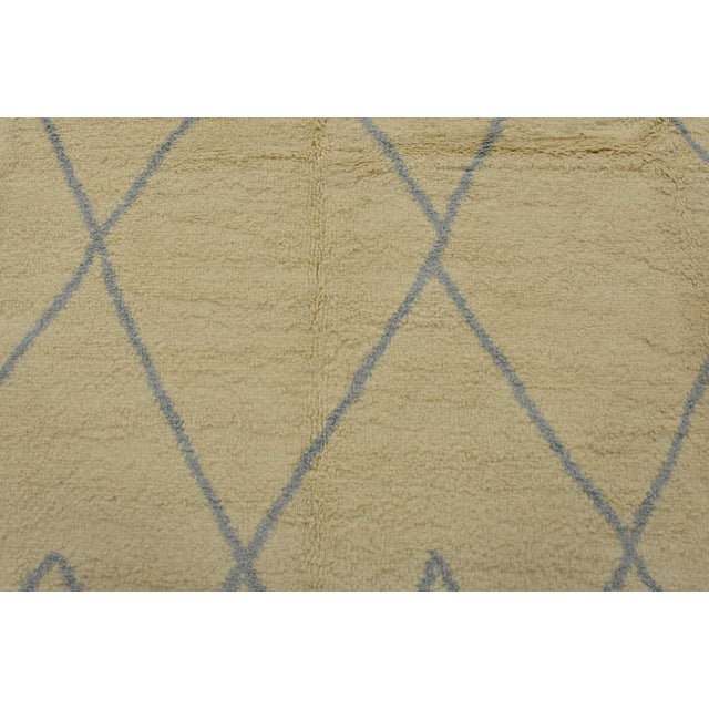 Moroccan Rug 9’1” X 11’9” Ivory Wool Contemporary Hand-Knotted Carpet For Sale In Philadelphia - Image 6 of 15