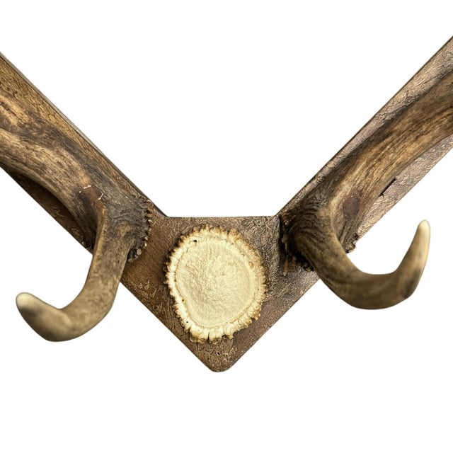 Vintage Elk Antler Hat and Coat Rack With Shelf For Sale - Image 9 of 11
