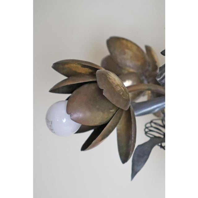 Copper Flower Basket Chandelier in Brass and Copper, France, 1920s For Sale - Image 8 of 18