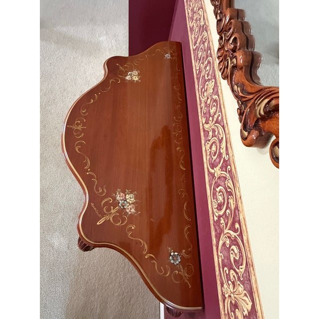 Mid-Century French Rococo Console Table & Matching Wall Mirror Set – Hand-Painted & Signed by H. Breckelschmidt For Sale In Tampa - Image 6 of 10