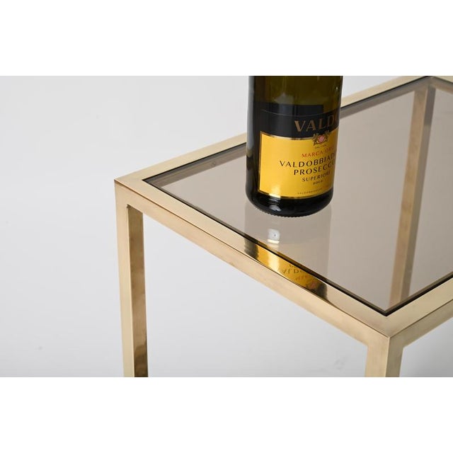 Brass and Smoked Glass Side Table, Italy, 1970s For Sale - Image 6 of 10