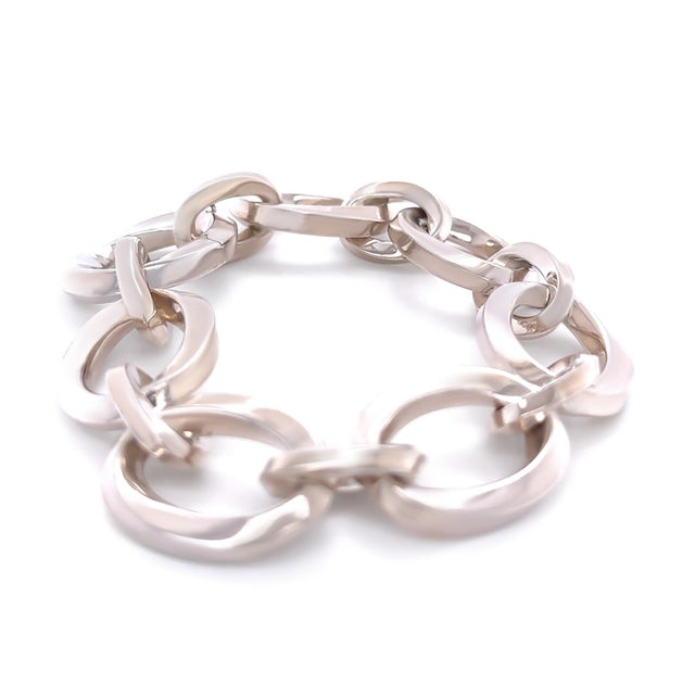 Tiffany and Co. Tiffany & Co. Sterling Silver Vintage Oval Link Bracelet 88g For Sale - Image 4 of 6