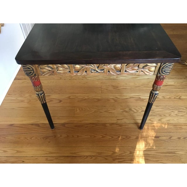 Vintage Hollywood Regency Giltwood & Ebonized Greek Key Console Table For Sale In Los Angeles - Image 6 of 8