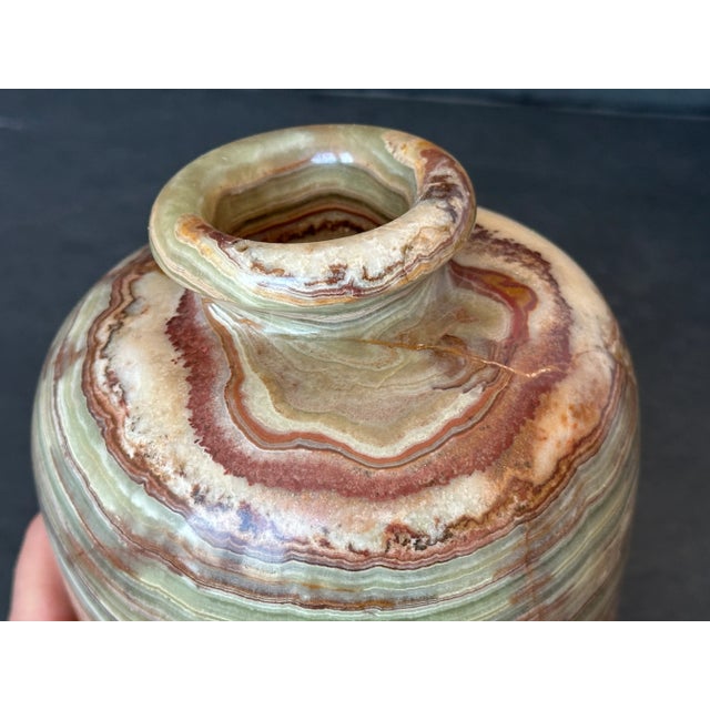Gemstone Banded Onyx Stone Vase For Sale - Image 7 of 11