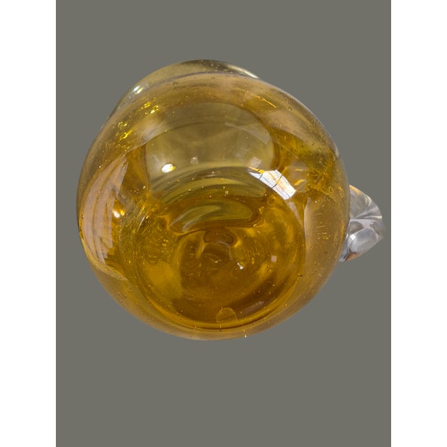 Amber Vintage Amber Hand Blown Art Glass Controlled Bubble Pitcher For Sale - Image 8 of 9