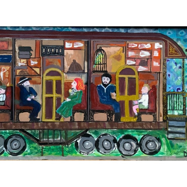 1980s Nyc Outsider Art: 'Passengers on a Train' by Drew - Signed Original For Sale - Image 6 of 10