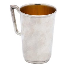 Plain Silver Cup with Gold Interior For Sale