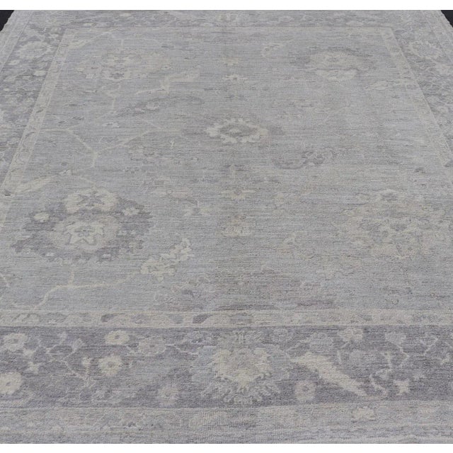 Large hand knotted Turkish oushak with floral motifs in grey, taupe & lavender. Keivan Woven Arts/ rug /AN-146929 Early...