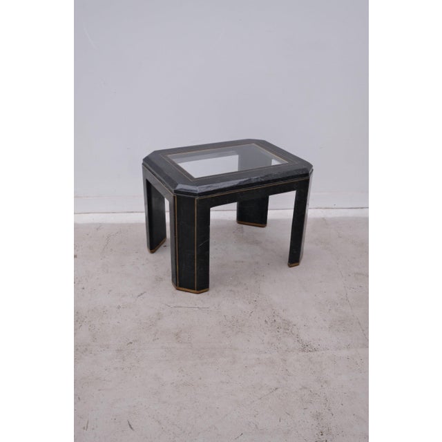 Side Table in Tessellated Green Marble, Glass and Brass, 1960 For Sale - Image 6 of 6