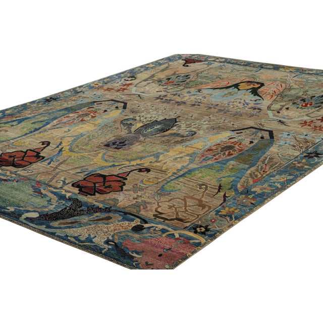 Rug & Kilim Rug & Kilim’s Persian Style Rug in Beige With Polychromatic Floral Patterns For Sale - Image 4 of 7