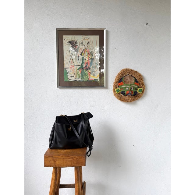 1980s Mask with Beads in Raffia and Leather, 1980s For Sale - Image 5 of 18