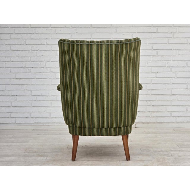 Danish Armchair in Green Furniture Wool & Teak Wood, 1960s For Sale - Image 10 of 18