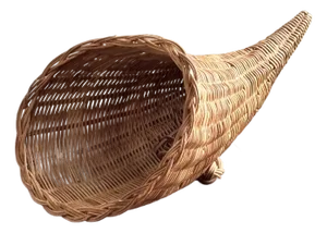 Small Mid-20th Century Cornucopia Basket W/ Footed Base