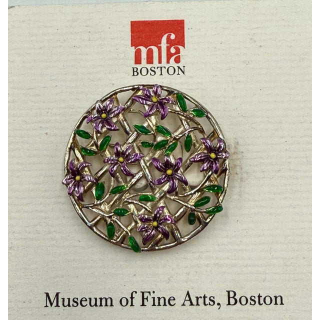 MFA Museum of Fine Arts purple flower garden fence lattice in Sterling silver. Can be a brooch or pendant, on original...