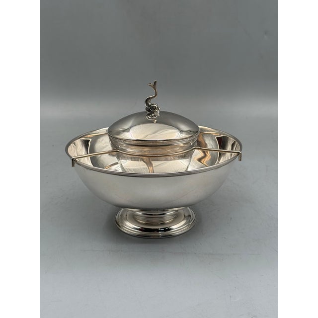 Art Nouveau Swan Crown Caviar Server — Ottoman Silver Plated, Handcrafted, Grand Bazaar Istanbul For Sale - Image 3 of 5
