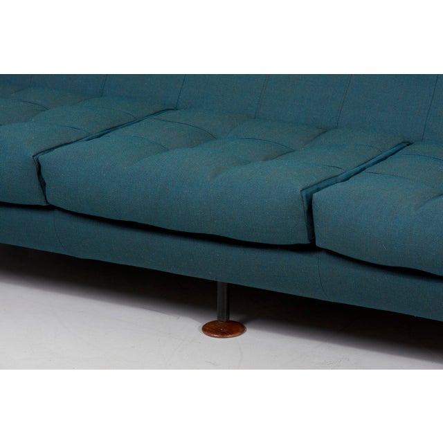Turquoise Newly Upholstered Sofa attributed to Marco Zanuso for Arflex For Sale - Image 8 of 14