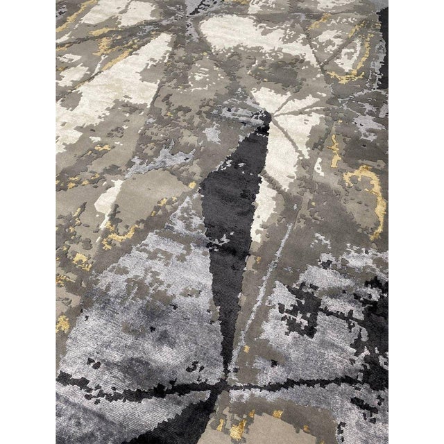 Gray Handwoven Modern Abstract Area Rug 9x12 For Sale - Image 8 of 12