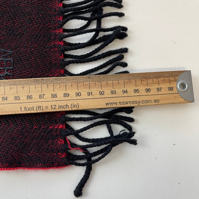 Versace Red & Black Printed 100% Wool Scarf For Sale - Image 9 of 10