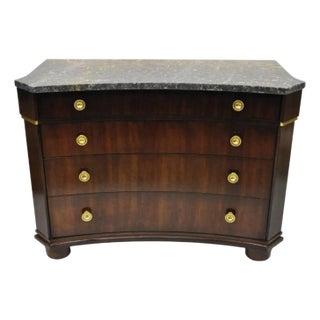 Henredon Empire Neoclassical Marble Top Mahogany 4 Drawer Dresser Chest Commode For Sale