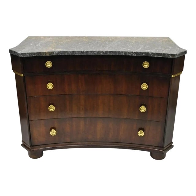 Henredon Empire Neoclassical Marble Top Mahogany 4 Drawer Dresser Chest Commode For Sale