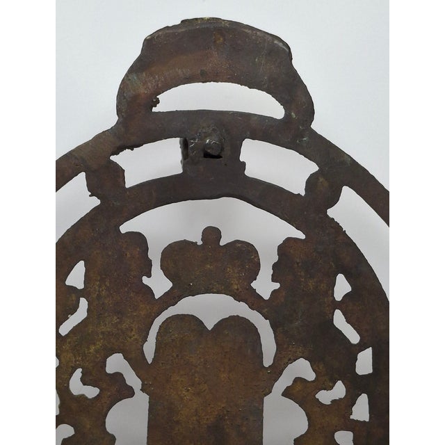 Antique 19thC Polish Brass Bench Menorah Hanukkah Lamp Lions Crown Decalogue For Sale - Image 10 of 15