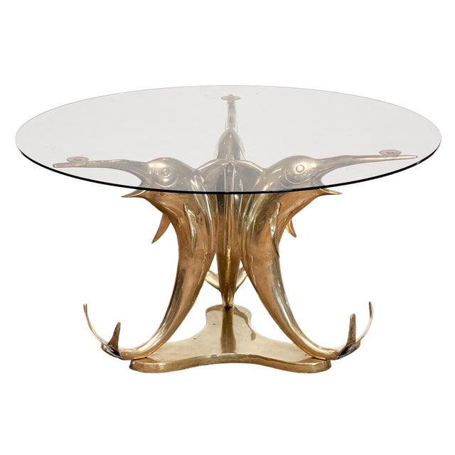 French Round Cocktail or Coffee Table With Glass Top Over Tripod Base For Sale In Austin - Image 6 of 8