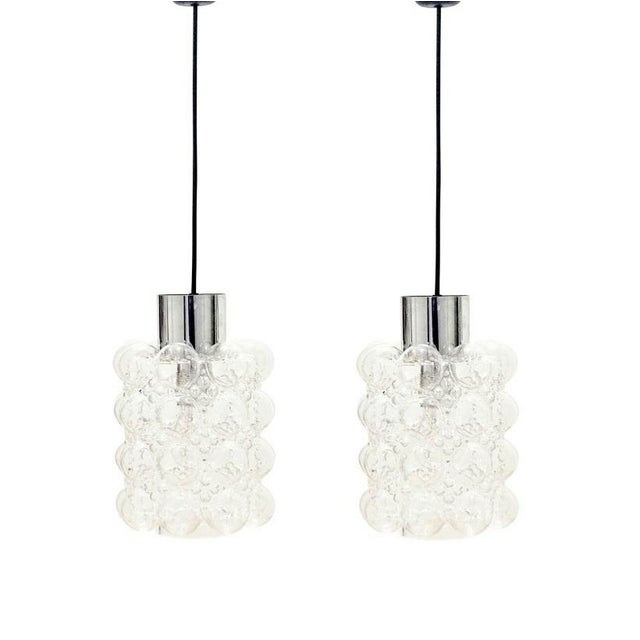 Metal 1960s Mid-Century Modern Bubble Glass Pendant Lights by Helena Tynell for Limburg, Germany - a Pair For Sale - Image 7 of 7