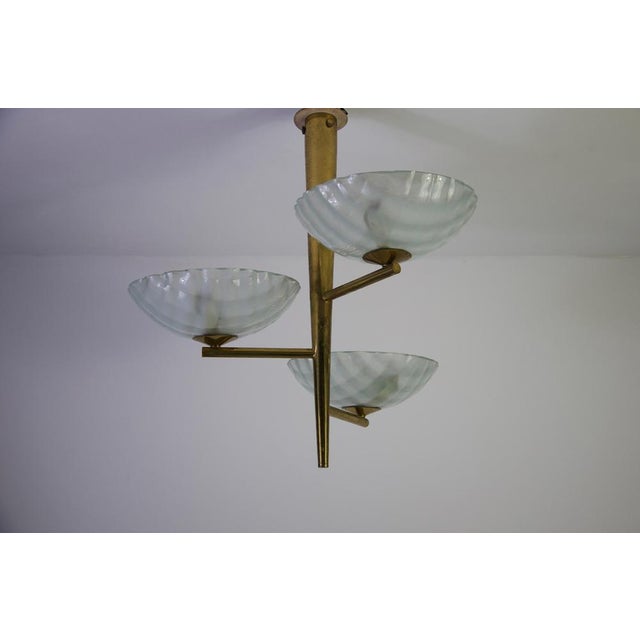 Italian Brass and Glass Chandelier, 1950s For Sale - Image 13 of 18