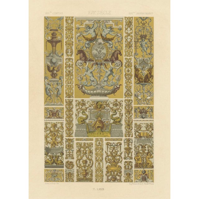 Paper After Racinet, 17th Century Grotesque Ornament Mythical and Architectural Motifs, 1869, Print For Sale - Image 7 of 11