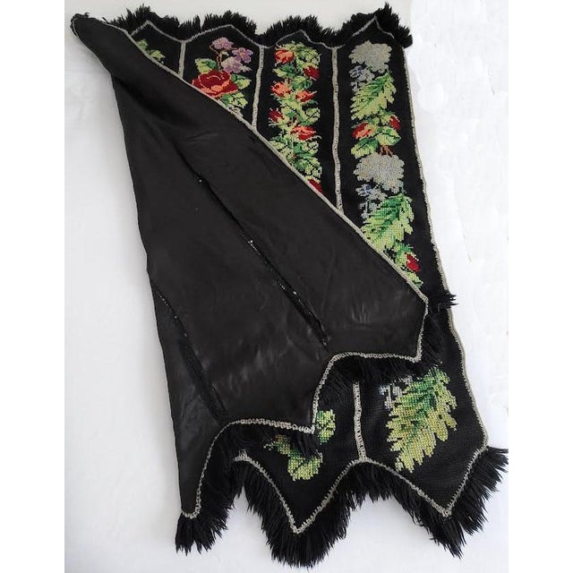 Mid-Century Hand-Embroidered Floral Cross-Stitch Afghan Throw Blanket - 66" X 56" For Sale - Image 4 of 9