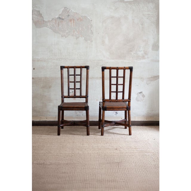 Wood Bamboo and Glass Dining Set, 1970s, Set of 7 For Sale - Image 7 of 14
