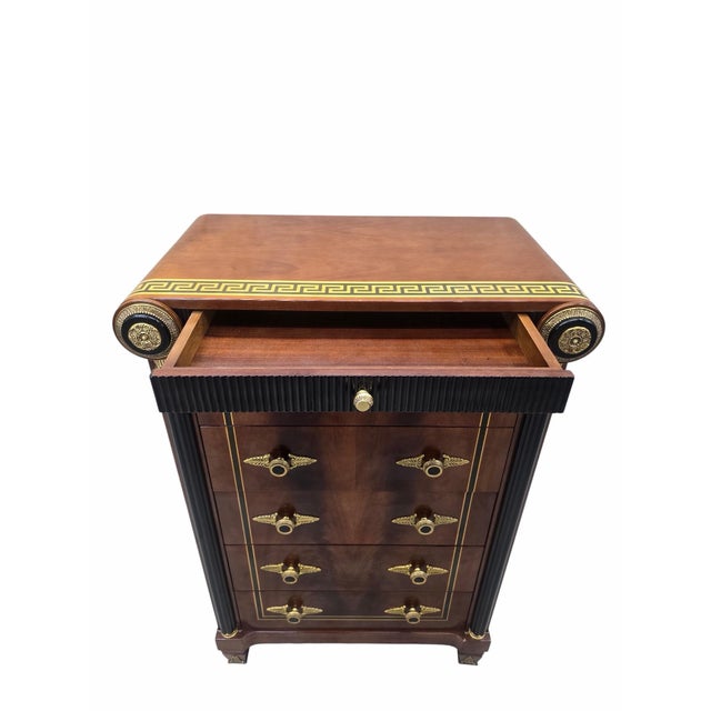 Late 20th Century Late 20th Century Neoclassical Empire Revival Mahogany Five Drawer Chest For Sale - Image 5 of 11
