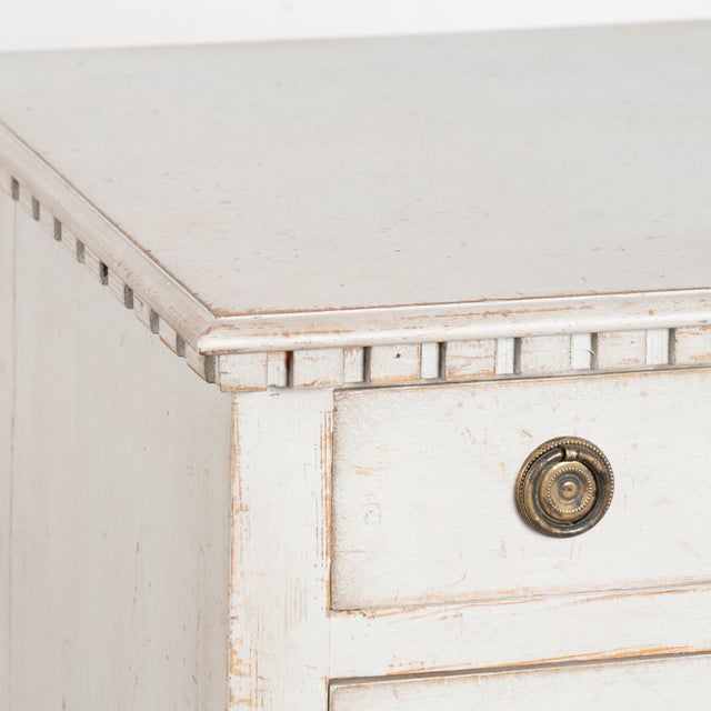 Wood Late 19th Century Swedish White Gustavian Style Small Chest of Three Drawers Nightstand For Sale - Image 7 of 12