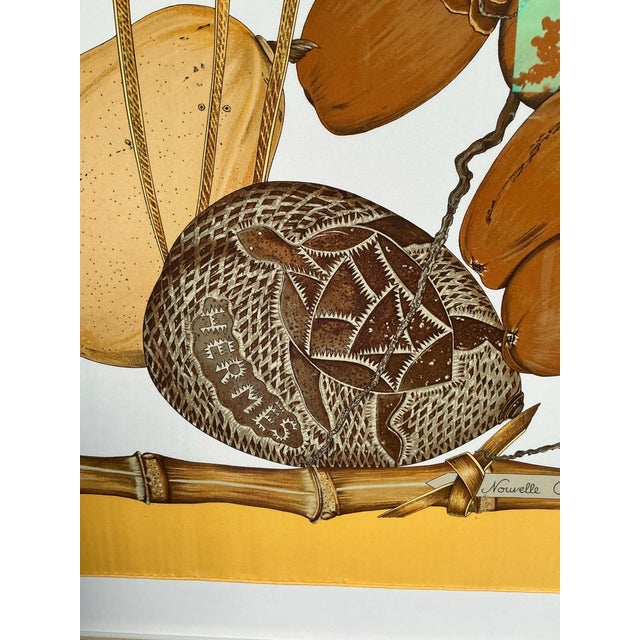 Glass Vintage French Framed Hermes “Nouvelle Celedonie” Silk Scarf For Sale - Image 7 of 10
