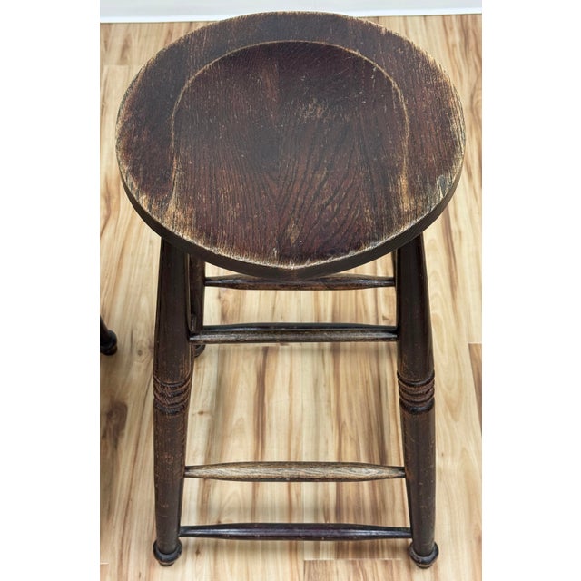 Vintage English Style Turned Wood Bar Stools, a Pair For Sale - Image 9 of 13