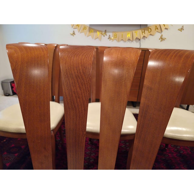 A Sibau Set of 8 Post Modern Vintage Italian Sculptural Cherry Wood Dining Chairs For Sale - Image 4 of 8