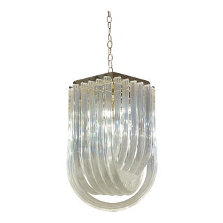 Lucite Ribbon Hexagon Chandelier in the Style of Triedri and Carlo Nason 1970s For Sale