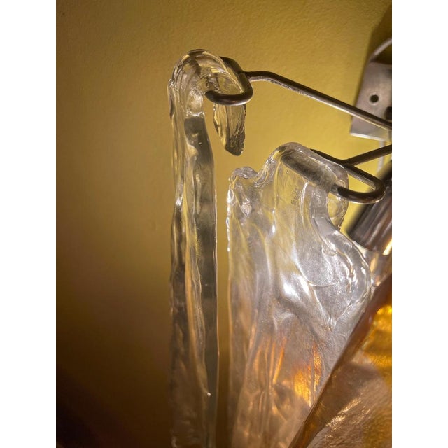 Glass Murano Wall Light with Chrome Structure from Fratelli Toso, Italy, 1970 For Sale - Image 9 of 11