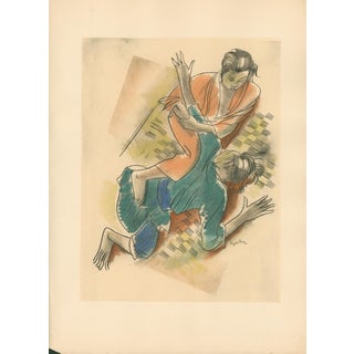 Milivoj Uzelac – Wrestling – Original Art Deco Pochoir Sporting Print, 1932 For Sale