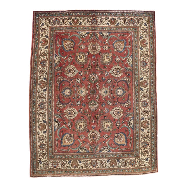 Mid 20th Century Earthy Vintage Persian Tabriz Rug, 11'01 X 14'05 For Sale