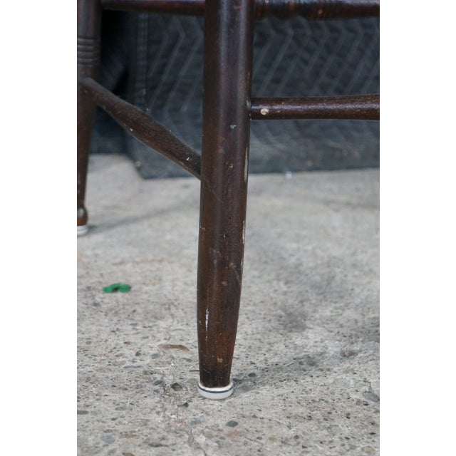 Brown Antique 19th Century Early American Hitchcock Style Mahogany Caned Arm Chair For Sale - Image 8 of 18