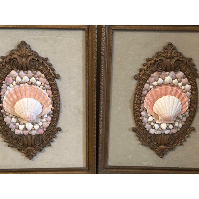 Coastal Vintage Shell Art, a Pair For Sale - Image 3 of 8
