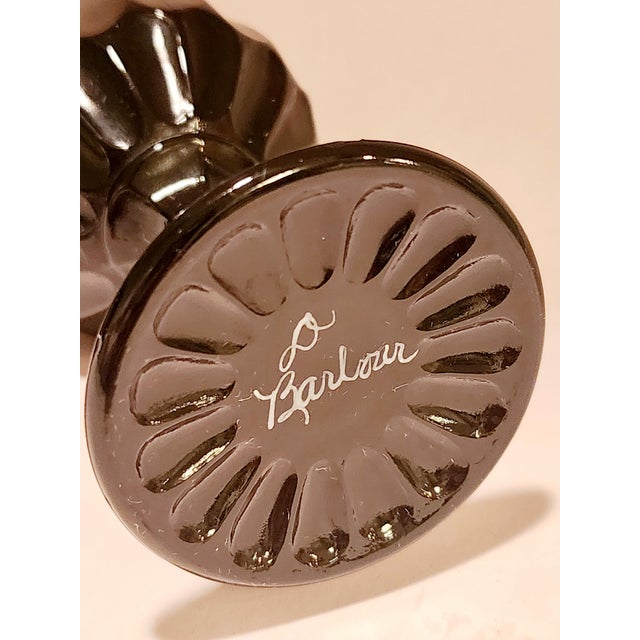 1960s 1960s Signed D Barbour Fenton Thumbprint Black Hand Painted Bud Vase For Sale - Image 5 of 11