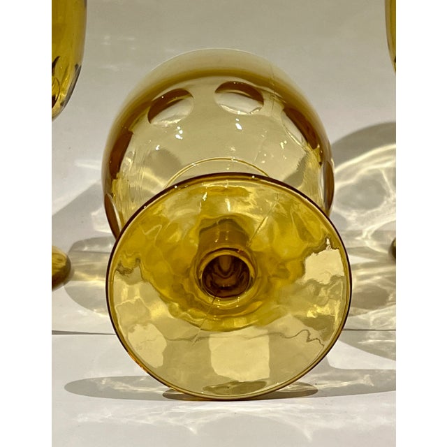 Fabulous vintage amber Bartlett Collins Thumbprint goblets. Holds up to 14 oz! 6 1/8" tall and 3.75" diameter. A great...