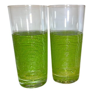 1960s Culver Ltd. 'Icicle' Ring Pattern Tall Glasses Set of 2 For Sale