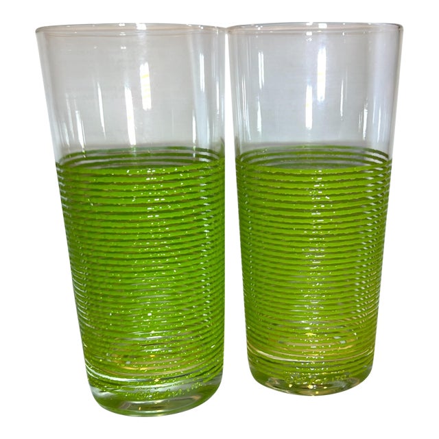 1960s Culver Ltd. 'Icicle' Ring Pattern Tall Glasses Set of 2 For Sale